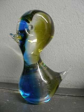 Vintage Murano Italian Art Glass Figurine Tweety Bird Infused Blue Paperweight