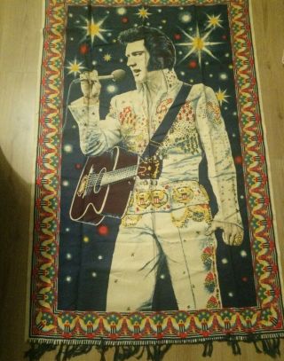 Elvis Wall Rug Hanging Memorabilia With Guitar & Microphone