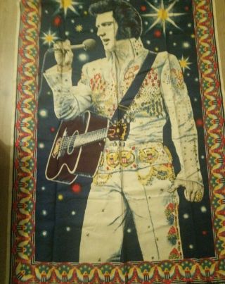 Elvis Wall Rug Hanging Memorabilia With Guitar & Microphone 2