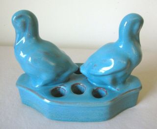 Resting Ducks Turquoise Flower Frog With Six 3/4 " Holes For Flowers And Grasses