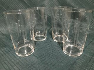Set Of 4 Noritake Sasaki Etched Bamboo Crystal Juice Glass 4 1/2 " Tall 6 Oz.