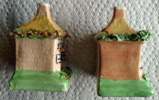 2 antiques Staffordshire English Pottery Bank house 2