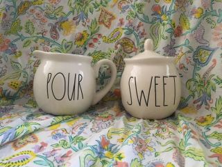 Rae Dunn Sweet Sugar Container & Pour Cream Creamer Pitcher Dish Canister Ll Set