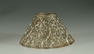 Vintage Pierced Metal Candle Lamp Shade With Mica Liner C.  1920