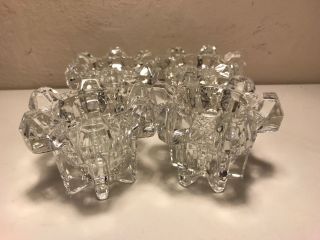 Set Of 4 Star Crystal Glass Candlestick Votive Tea Light Candle Holders 3”