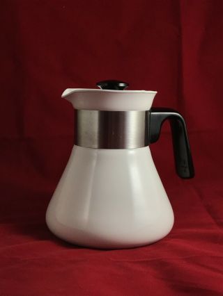 RARE Corning Ware 6 Cup P - 106 Coffee Pot Brilliant White W/ Lid NY USA A, 2