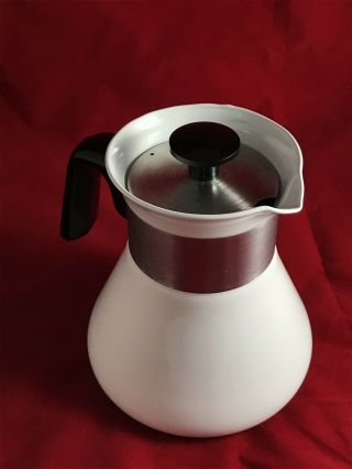 RARE Corning Ware 6 Cup P - 106 Coffee Pot Brilliant White W/ Lid NY USA A, 3