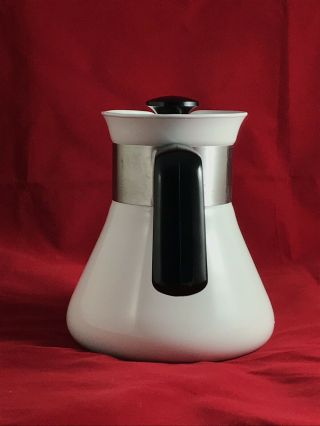 RARE Corning Ware 6 Cup P - 106 Coffee Pot Brilliant White W/ Lid NY USA A, 4
