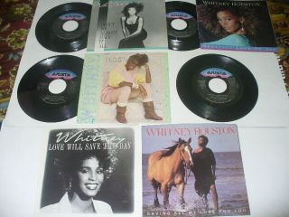 Whitney Houston 5 Pic Sleeves,  4 Demo 45s Greatest Love Of All How Will I Know