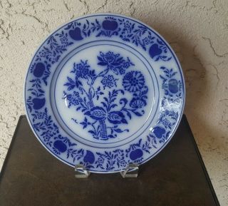 Antique Flow Blue Plate/shallow Bowl Meissen Onion Pattern 8.  75in England