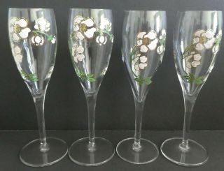 4 Perrier Jouet Champagne Glasses Flutes Belle Epoque Hand Painted France