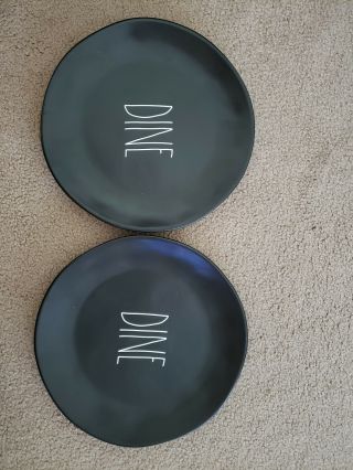 Rae Dunn Ceramic Black Dinner Plates Set Of 2