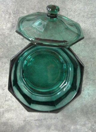 Vintage Indiana Glass Teal Emerald Green Concord Covered Candy Dish Bowl W/ Lid 2