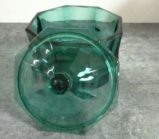 Vintage Indiana Glass Teal Emerald Green Concord Covered Candy Dish Bowl W/ Lid 3