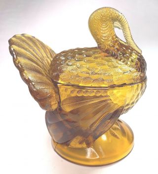 L.  E.  Smith Glass Co.  Vintage,  Amber Glass Turkey
