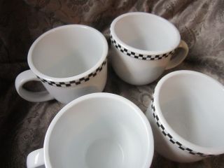 4 Culinary Arts Cafeware Cafe Ware Black /White Check Diner Porcelain Mugs Cups 2