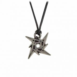 Alchemy Gothic Rocks Metallica Ninja Star Neck Thong Necklace Pendant - Pewter