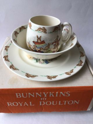 Vintage Bunnykins 3 bowl set signed Barbara Vernon Royal Doulton 6