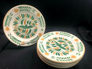 Williams Sonoma 2011 Anfora Verde Luncheon/salad Plate Set Of 5 Green/gold