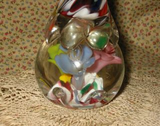 Vintage Art Glass Paperweight Bud Vase Trumpet Flowers Swirls Joe Rice St Clair 3