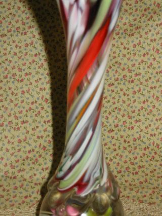 Vintage Art Glass Paperweight Bud Vase Trumpet Flowers Swirls Joe Rice St Clair 5