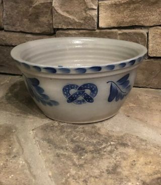 Eldreth Pottery Stoneware Salt Glaze Heart Pretzel Bowl 9 3/4” Lancaster Pa 2004