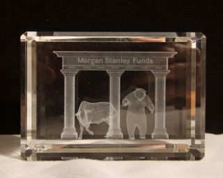 Laser Etched Crystal Glass 3d Hologram Morgan Stanley - Nyse Bull/bear