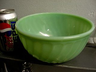 VINTAGE FIRE - KING GREEN JADEITE GLASS MIXING BOWL 8 
