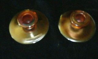 2 Antique Vintage Marigold Orange Carnival Glass Taper Candle Holder 2 " Tall