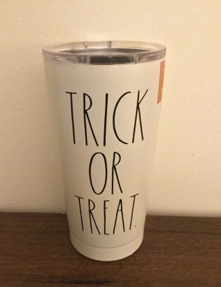 Rae Dunn Trick Or Treat Travel Mug Insulated Tumbler Stainless Steel 17 Oz W/lid