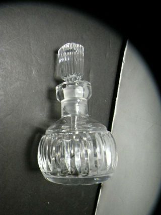 2pc Vintage Acid Signed Waterford Lismore Cut Crystal Perfume Bottle W/ Dauber