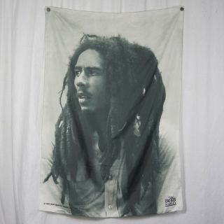 Authentic Bob Marley B/w Portrait Silk - Like Fabric Poster Flag