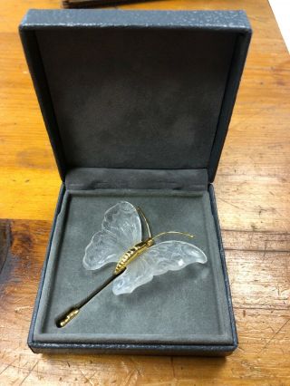 Vintage Daum France Art Glass - Butterfly Brooch Stick Hat Pin -