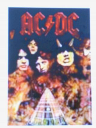 Ac/dc Highway To Hell Logo Screen Printed 30 " X40 " Wall Hanging Fabric Poster