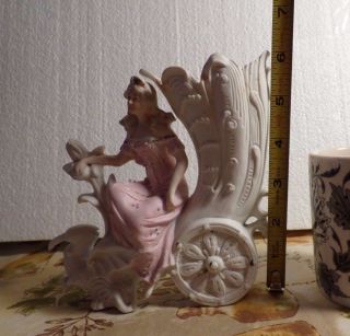 Ca1879 Unger Schneider Cie Bisque Woman Chariot Vase Sculpted Dragon Head