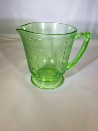 Vintage Green Depression Glass 1 Quart Measuring Cup