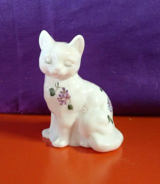 Fenton Milk White Glass Hand Painted Cat
