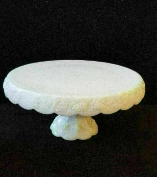 Vintage Milk Glass Grape Design Pedestal Cake Plate 11 " Diameter