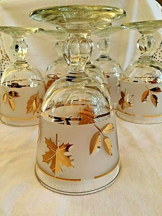 Vintage Libbey Wine Glasses with Gold Leaves Stemware Set of 6 for Cocktails 3