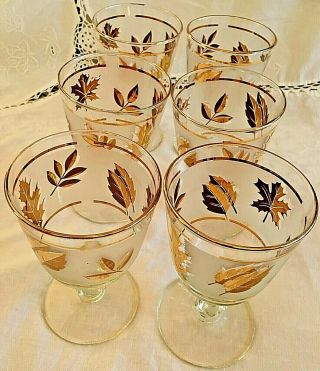 Vintage Libbey Wine Glasses with Gold Leaves Stemware Set of 6 for Cocktails 4