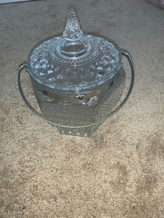 Vintage Lead Crystal Silver Ring Ice Bucket With Crystal Lid - Wine Chiller