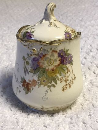Antique Royal Bonn 1755 Hand Painted Floral Biscuit Cracker Jar With Lid