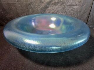 Ice Blue Or Celeste Blue Stretch Glass Console Or Centerpiece Bowl - -