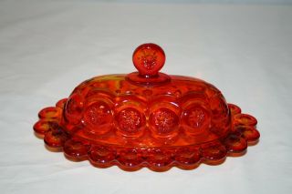 Le Smith Glass Amberina Moon & Stars 1/4 Oval Butter Dish