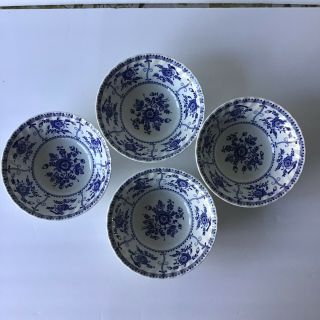 Set Of 4 Blue Indies By Johnson Brothers 6” Rimmed Cereal Berry Bowls