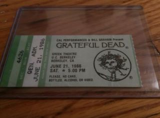 Grateful Dead Mail Order Ticket Stub 06/21/1986 Greek Theatre Berkeley Cal
