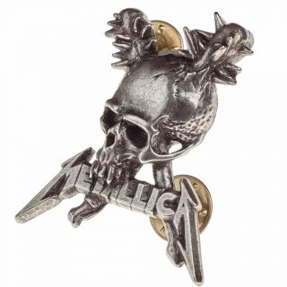 METALLICA BADGE DAMAGE INC Skull Alchemy Heavy Metal Pin Brooch Pewter OFFICIAL 2