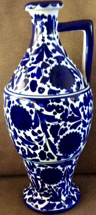 Vtg Italian Art Pottery Pitcher Carafe Jug Faenza Cm Liquori Luxardo Zara Blue