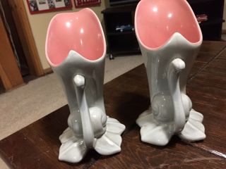 Vintage Gray and Pink Red Wing Vases 7 1/2 “ Tall 1356 2