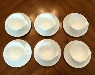 Vintage Corelle Winter Frost White Set Of 6 Hook Handle Cups & Saucers Usa - Euc